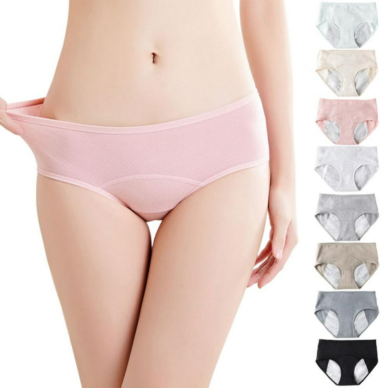 Womens Underwear, Menstrual Period Underwear for Women Girls Cotton Panties  Mid Waist Comfortable Easy Clean Briefs 8 Pack