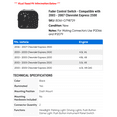 thumbnail image 2 of Fader Control Switch - Compatible with 2003 - 2007 Chevy Express 2500 2004 2005 2006, 2 of 2
