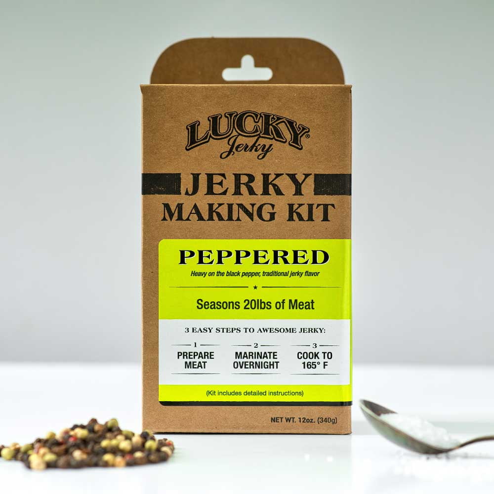 Lucky Jerky DIY Mixed Case - 6 Flavors, Makes 120 lbs of Jerky - Peppered, Teriyaki, Original, Red Pepper, BBQ, Sweet & Spicy