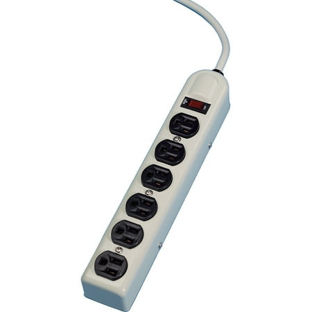 - Fellowes, FEL99027, 6-Outlet Metal Power Strip, 1 Each, Platinum
