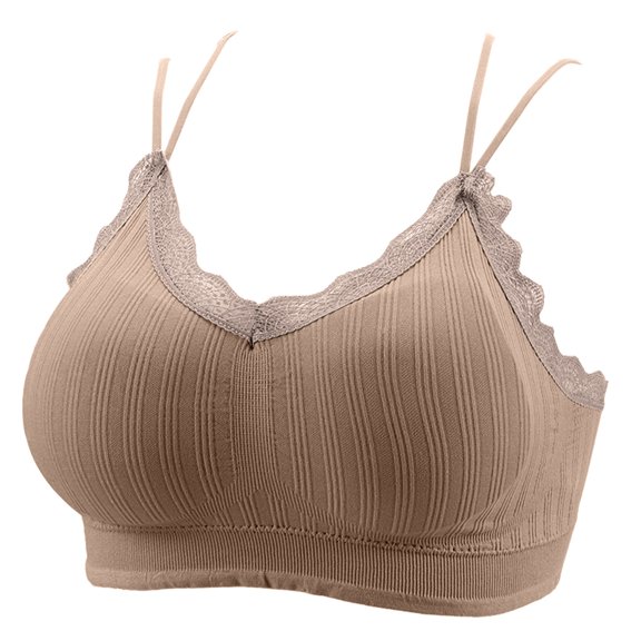 Sngxgn Womens' Sports Bra Longline Wirefree Padded with Medium Support(Khaki,One Size)