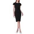 thumbnail image 2 of INSPIRAR CHIC Vestido Lápiz de Longitud a la Rodilla para Mujeres con Mangas Cortas y Cinturón para Usar en el Trabajo Vestidos Sheath L Negro, 2 of 5