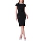 thumbnail image 2 of INSPIRAR CHIC Vestido Lápiz de Longitud a la Rodilla para Mujeres con Mangas Cortas y Cinturón para Usar en el Trabajo Vestidos Sheath L Negro, 2 of 5