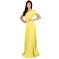 thumbnail image 4 of KOH KOH Long V-Neck Flowy Cap Short Sleeve V-Neck Bridesmaid Wedding Guest Party Formal Summer Sundress Tall Gown Maxi Dress Dresses For Women Daffodil Yellow XXXX-Large US 26-28 NT074, 4 of 6