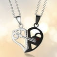 thumbnail image 6 of Couple Necklace Alloy Heart Puzzle Matching Pendant with Chain for Party DIY Black, 6 of 9