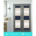 thumbnail image 5 of Window Privacy Film Navy Blue Beige Stripe Stained Glass Window Film Decorative Sun Block Window Cover Modern Art Horizontal Striped Window Clings Static Adhesive Sticker for Bathroom 29.5"x118", 5 of 7