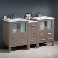 thumbnail image 2 of Fresca Torino 60" Gray Oak Double Sink Bathroom Cabinets with Integrated Sinks, 2 of 3