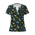 thumbnail image 3 of Naloa Dinosaur Print T-Shirts Short Sleeve V Neck Tees for Women Fashion Tops Trendy Lightweight Soft Casual Summer Outfits Clothes, 3 of 5