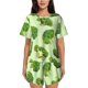 thumbnail image 1 of Balery Broccoli 3 Conjunto de Pijama para Mujer con Estampado, Dos Piezas de Manga Corta y Shorts, Ropa de Dormir Suave con Cuello Redondo y Bolsillos-4X-Large, 1 of 6