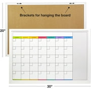 Excello Global Products Magnetic Dry Erase Calendar Whiteboard: Large 20x30 Weekly Monthly Format Reminder Note Section Planner Erasable Wall Mounted Office School White Board - EGP-HD-0315