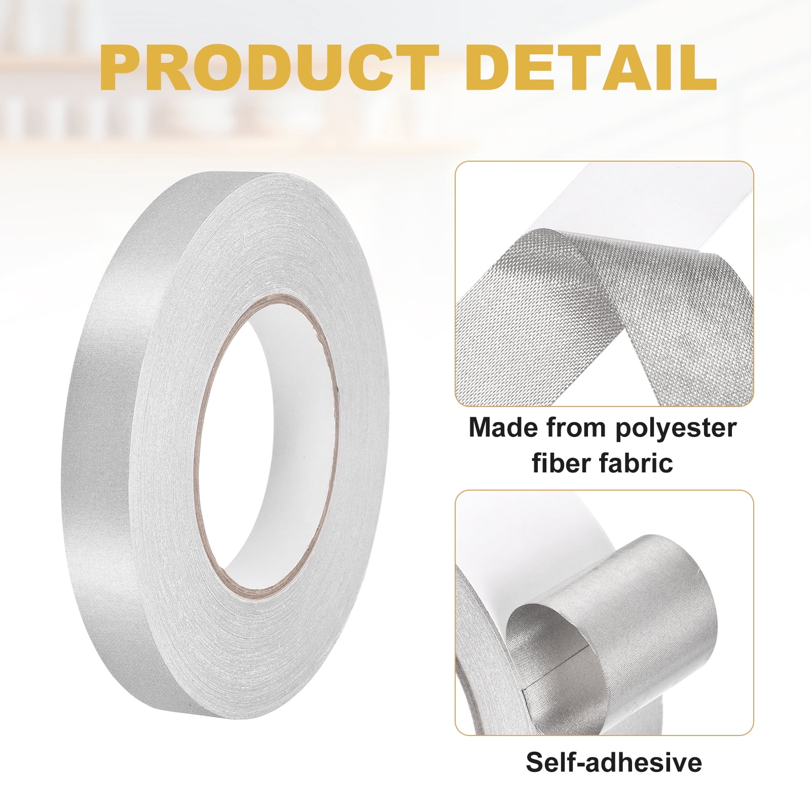 Uxcell Faraday Fabric Tape (0.8" x 164 ft x 0.1mm) Double Conductive High Temp Cloth Tape for Electrical Connection EMI Shielding Wire Harness Wrap ESD Grounding Display Repair