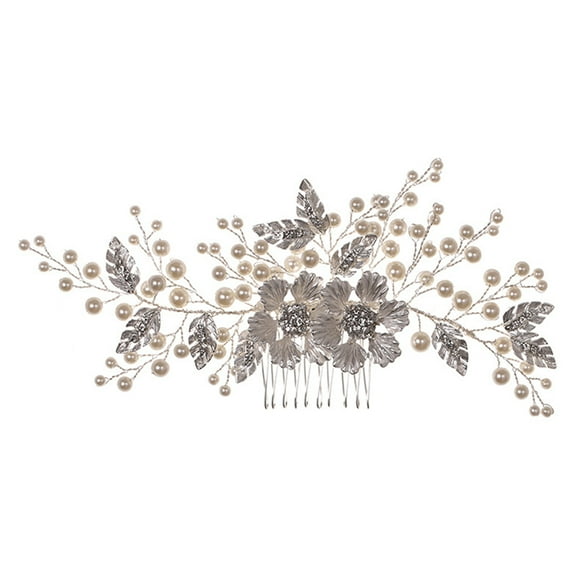 STRANDCHIC Silver Rhinestone Floral Hair Comb for Weddings and Special Occasions Handmade from Zinc Alloy 4.5 Inches
