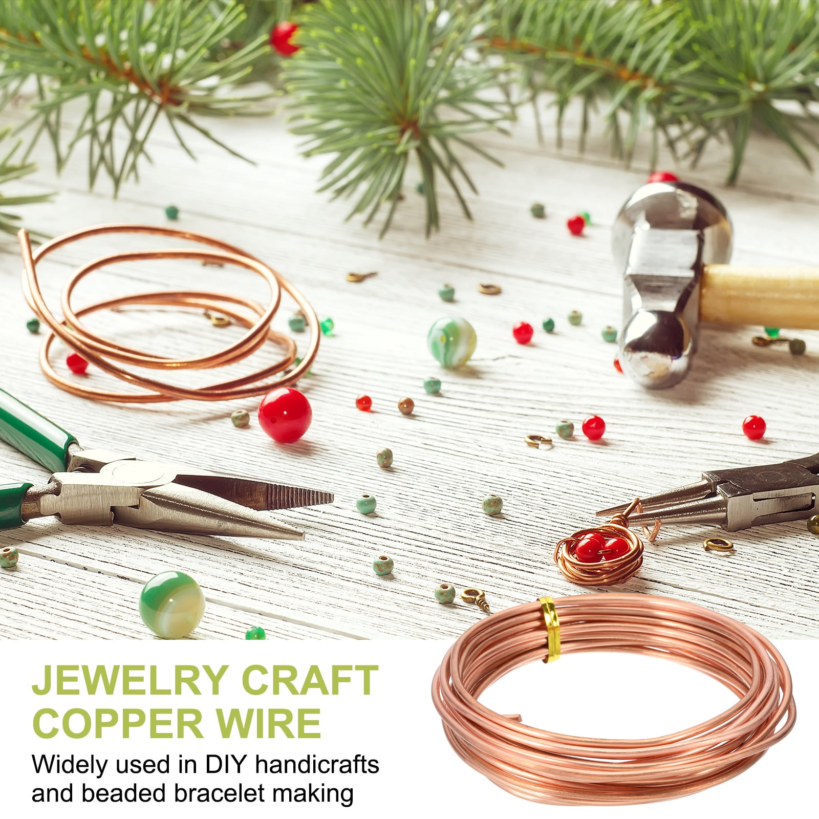 99.9% Pure Copper Wire for Jewelry Making, 10 Gauge (2.6mm) Copper Craft Wire 14.8 Feet
