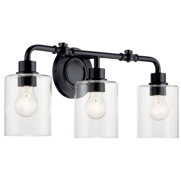3 Light Bathroom Light Fixture in Vintage Industrial Style-9.75 inches Tall and 24 inches Wide Bailey Street Home 147-Bel-4801462