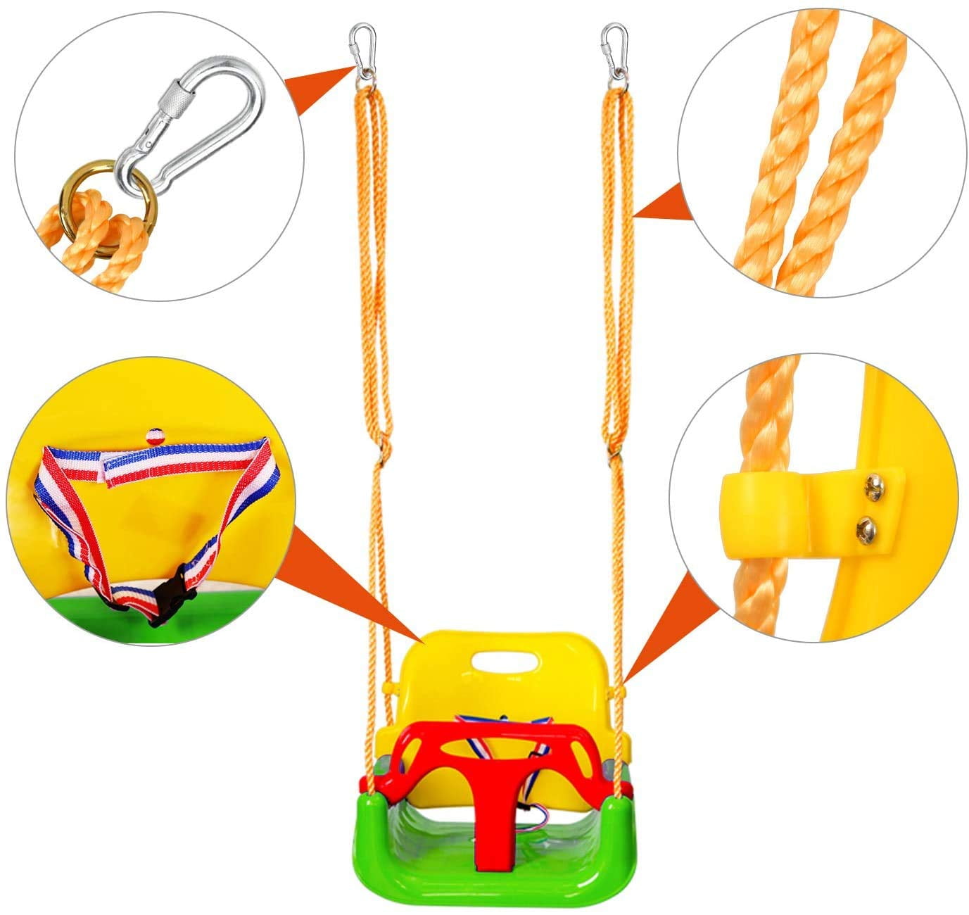 RedSwing 3-in-1 Baby Swing Seat, Toddler Swing, Anti-Flip Snug & Secure Detachable Infants to Teens Kids Swing Seat for Outside Playground, Green