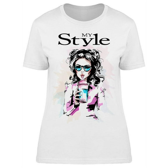 My Style Model Drinks Juice T-Shirt Women -Image by Shutterstock, Female Large