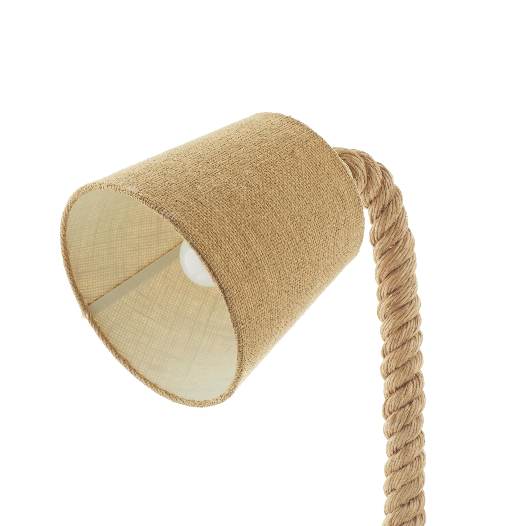 DecMode 32" Handmade Rope Styled Brown Desk Lamp with Brown Fabric Shade