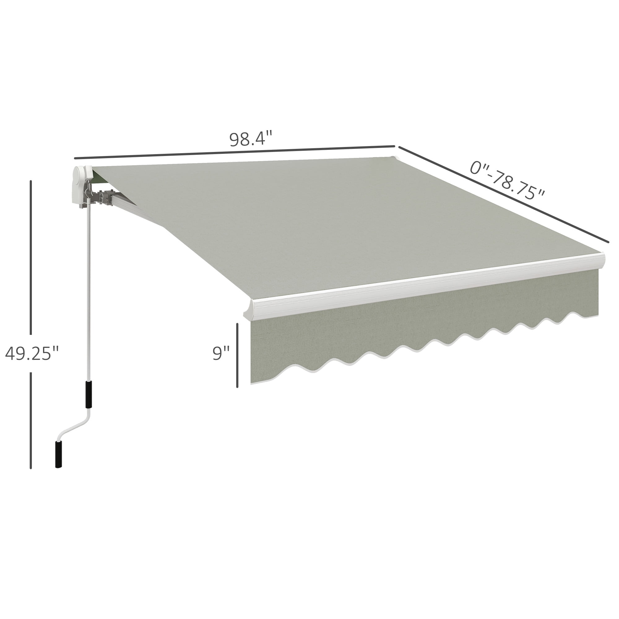 Outsunny 98.4" x 78.75" Manually Retractable Patio Awning