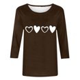thumbnail image 4 of Plebaso Chemises à Manches 3/4 pour Femmes Mignonnes avec Cœur Hauts Amples Décontractés Blouses à Col Rond T-Shirts Imprimés, 4 of 4