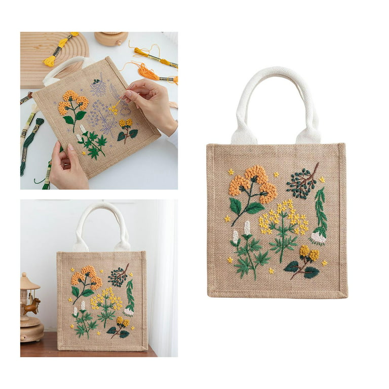 Embroidery Bag Kit Handmade Craft Organizer Bag Embroidery Projects Girls  Gift for Beginners , Type A