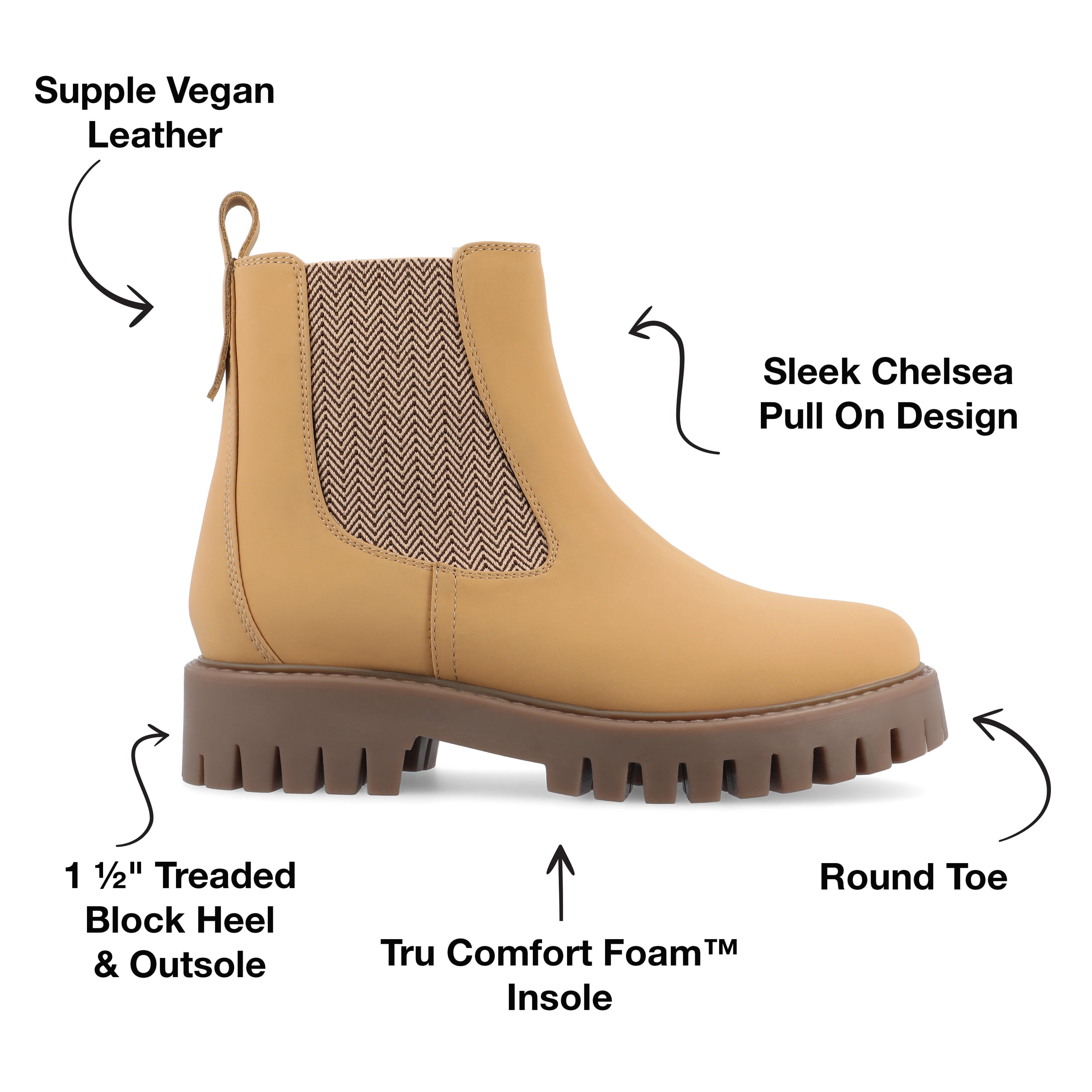 Journee Womens Alara Chelsea Pull On Booties, Widths Available