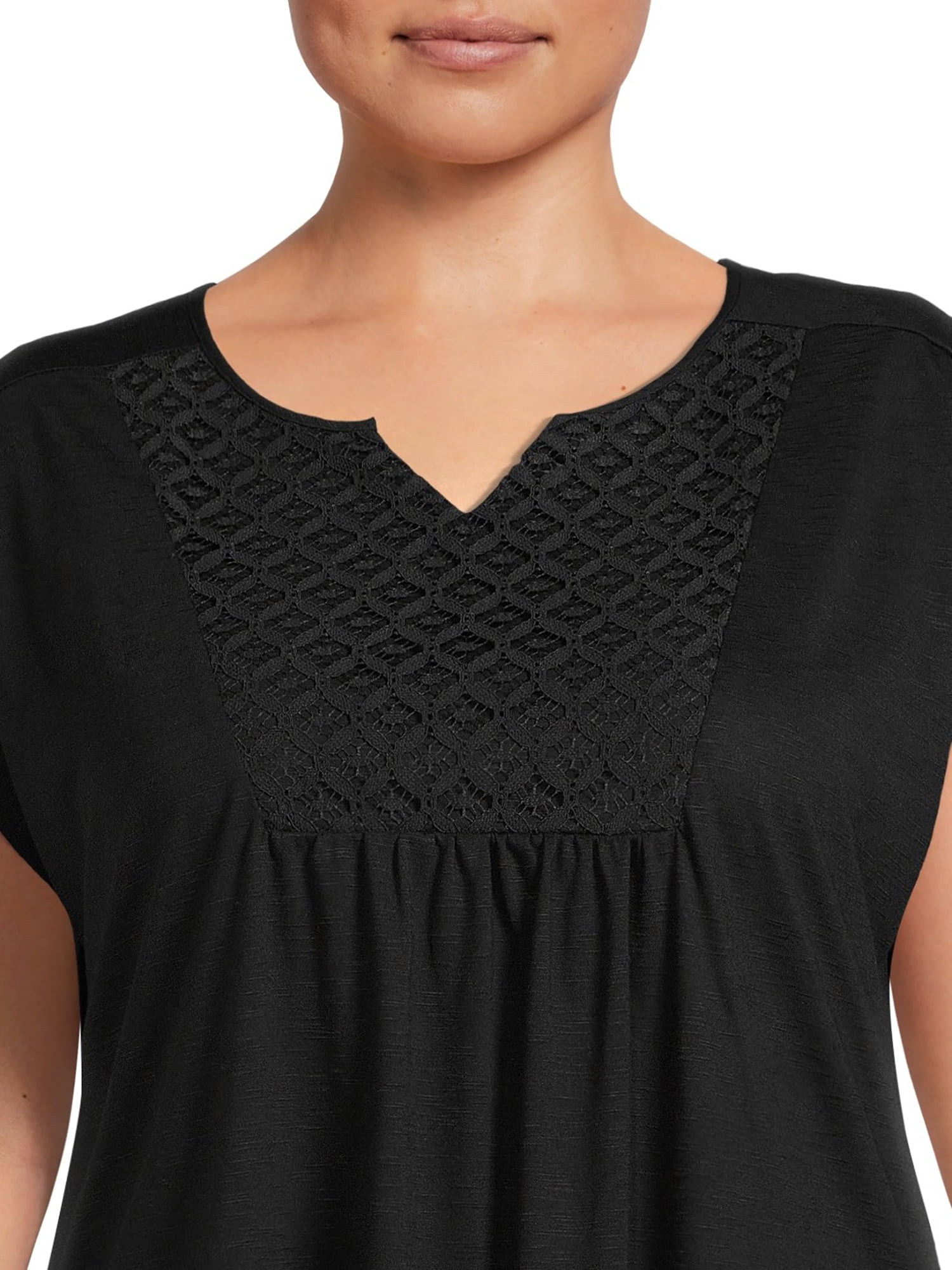 Real Size Women's Crochet Bib Tunic Top, Women's and Women's Plus XS-4X