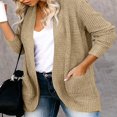 thumbnail image 1 of Womens Long Sleeve Open Front Waffle Chunky Knit Cardigan Sweater Outwear, 1 of 5
