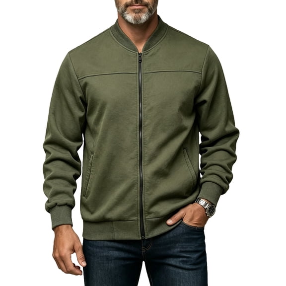Mens Zip Up Sweatshirt Lightweight Fleece Jacket Casual Sweaters Soft Full Zip Light Fleece Lining Fall Winter Spring Jacket