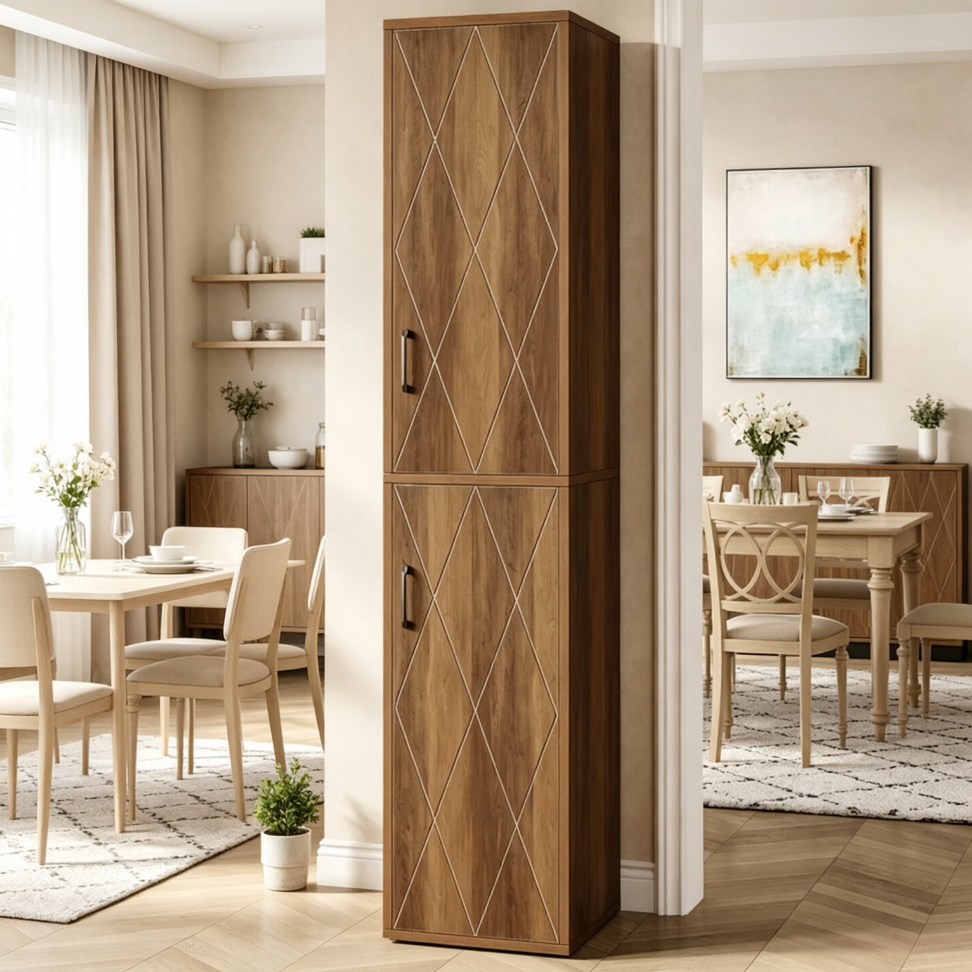 75" Wood Storage Cabinet Modern Cube Collection