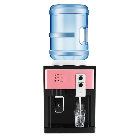 Top Loading Water Dispenser, Countertop Hot and Cold Water Cooler with 3 Temperature Settings, Electric Drinking Water Machine for Home Office Living Room, Pink