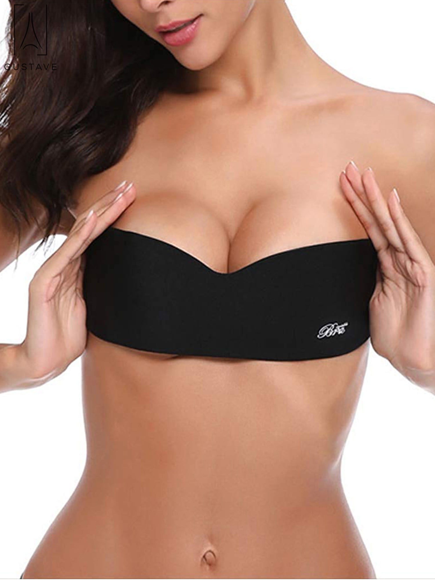 Women's Boob Tape Breast Lift Seamless Bra Push Up Nude Black 2pc Set  5cm*5m
