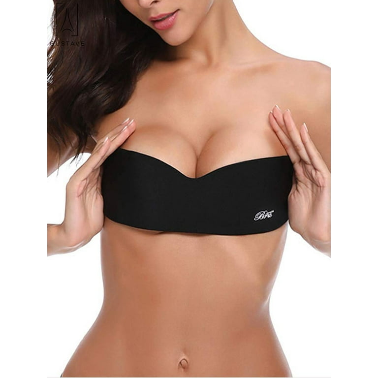 COMFYIN Women Push up Nipplecovers Backless Sticky Bra Breast Lift Tape  Strapless Adhesive Bra, (suits for C/D Cup) L/XL, Black : :  Fashion