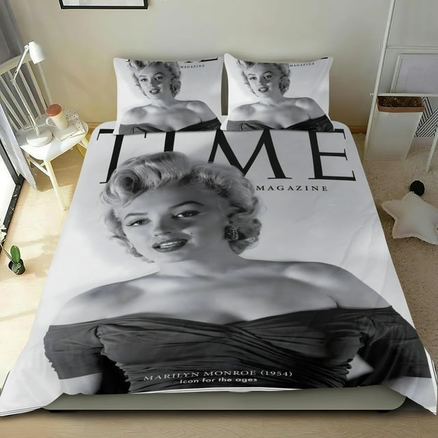 Marilyn Monroe Conjunto de sábanas temático, trío de piezas, cómodo y amigable con la piel, diseño único, regalo de decoración para el hogar para familiares, amigos y fans,140X210cm