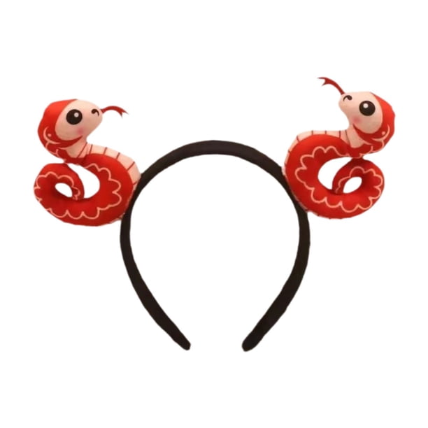 Accesorios fotográficos con diadema de serpiente Tocado de serpiente para fiesta de carnaval de año Nuevo chino Serpiente roja doble