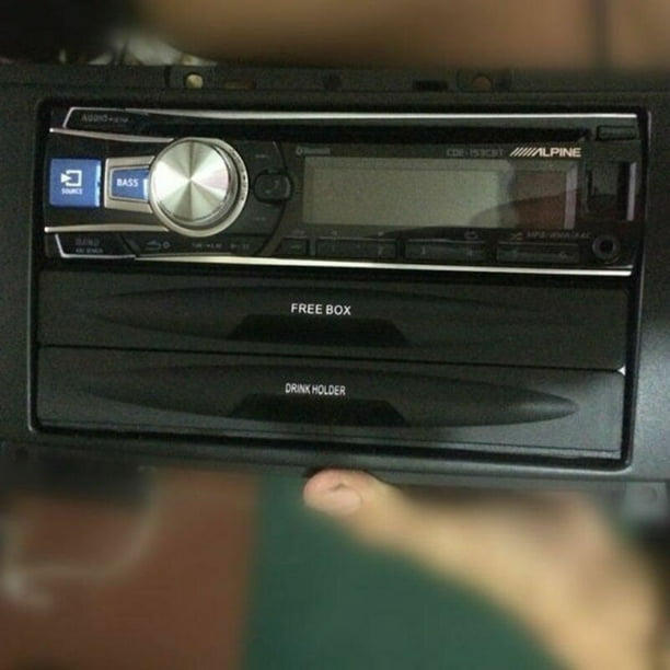 Car Auto Single Din Radio Pocket, Universal Cd Radio Pocket Drink Cup Holder  Storage Box Black