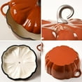 thumbnail image 5 of Pumpkin Dutch Oven Pot, 1.6-4 Qt (1.5-3.8L) Enameled Cast Iron Dutch Oven with Lid, for All Stovetops, Halloween and Fall Thanksgiving Decor, 5 of 7