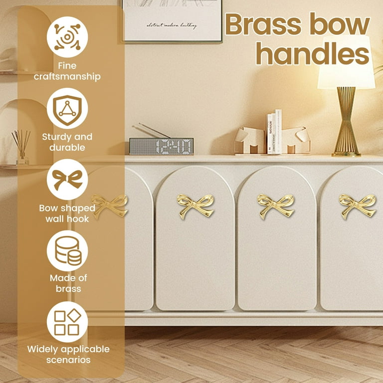 2Pcs Bow Cabinet Handle Solid Brass Bow Shape Drawer Pull Decorative Bow  Cupboard Pull Gold Bow Furniture Door Pull Hardware Wardrobe Door Handle  for Cabinet Bookcase Drawer - Walmart.com