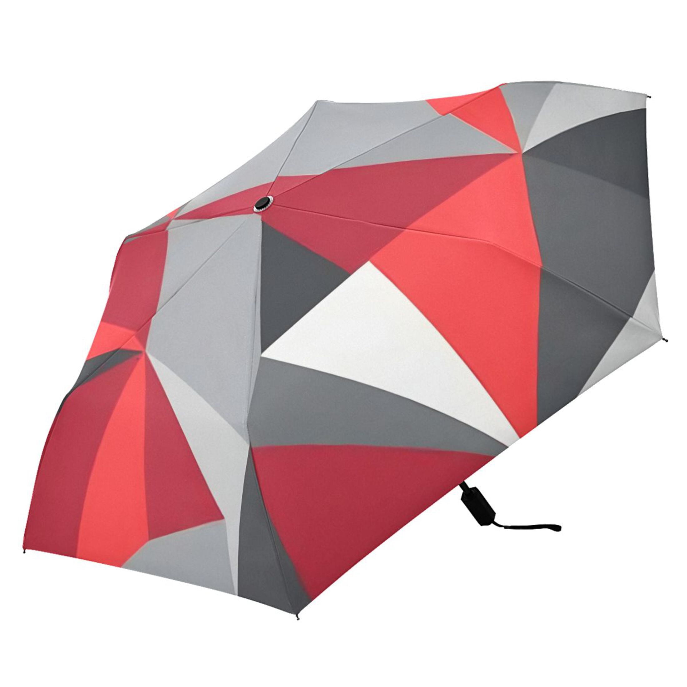 ALAZA Artistic Triangle Geometry Red UPF 50+ Compact Folding Umbrella for Rain Travel Umbrella Packable