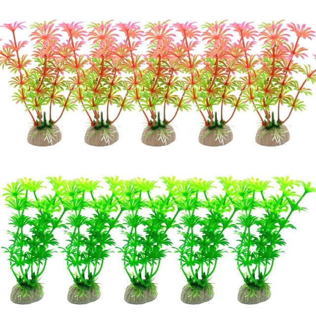 Se utiliza para la decoración de peceras, 10 piezas de plantas de plástico altas, plantas de acuario.