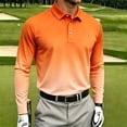 thumbnail image 3 of TKKCS Mens Gradient Long Sleeve Polo Shirts- Casual Stretch Lightweight Regular Fit Golf Shirts Orange Size M, 3 of 7