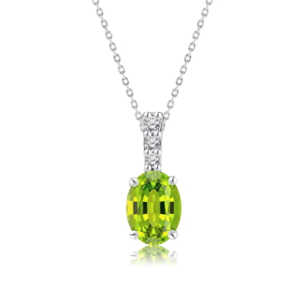 Collar con colgante de peridoto JeenMata de 1,25 quilates en oro blanco de 18 K sobre plata