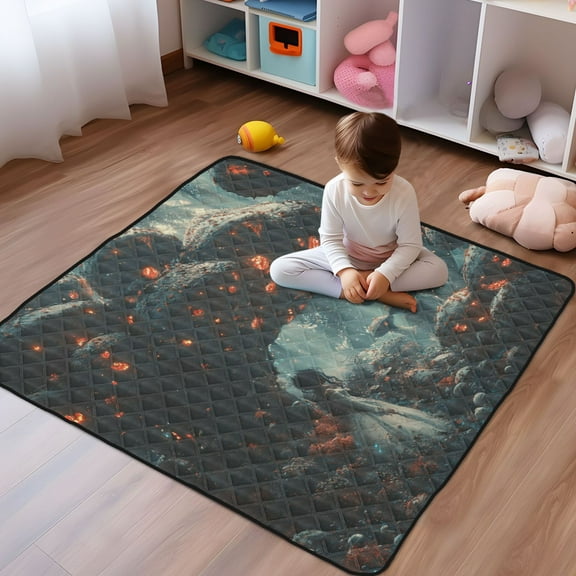 WOBOGO Shaped Like A Mushroom Baby Playmats Extra Large Waterproof Rollable Activity Pads for Toddlers 50×50inch