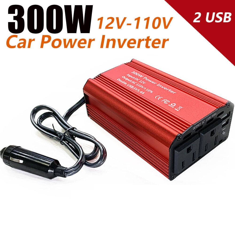TASHHAR Power Inverter 300W Vehicles Converter with Dual USB Ports and