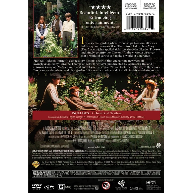 Secret Garden (1993) DVD, Family, Drama, Rated G, Warner Bros