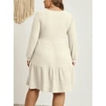 thumbnail image 3 of Cuteduck Women's Plus Size Fall Sweater Dress Long Sleeve Babydoll Dresses with Pocket, 1X-5X, 3 of 8