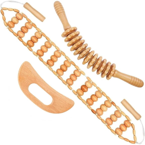 3Pcs Wood Therapy Massage Tools Lymphatic Drainage Massager Wooden Massager Body Sculpting Tools for Maderoterapia,Anti-Cellulite,Pain Relief