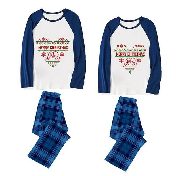 Conjuntos de pijamas de pareja navideña a juego Feliz Navidad Mr & Mrs Conjunto de pijama rojo para adultos