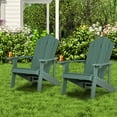 thumbnail image 3 of Topbuy 4PCS Adirondack Chair HIPS Chair w/Cup Holder Realistic Wood Grain Weather Resistant Outdoor Chair for 380 LBS Weight Capacity Dark Green, 3 of 10
