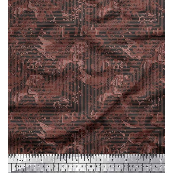 Soimoi Cotton Duck Fabric Texture & Greek Key Geometric Decor Fabric Printed Yard 56 Inch Wide