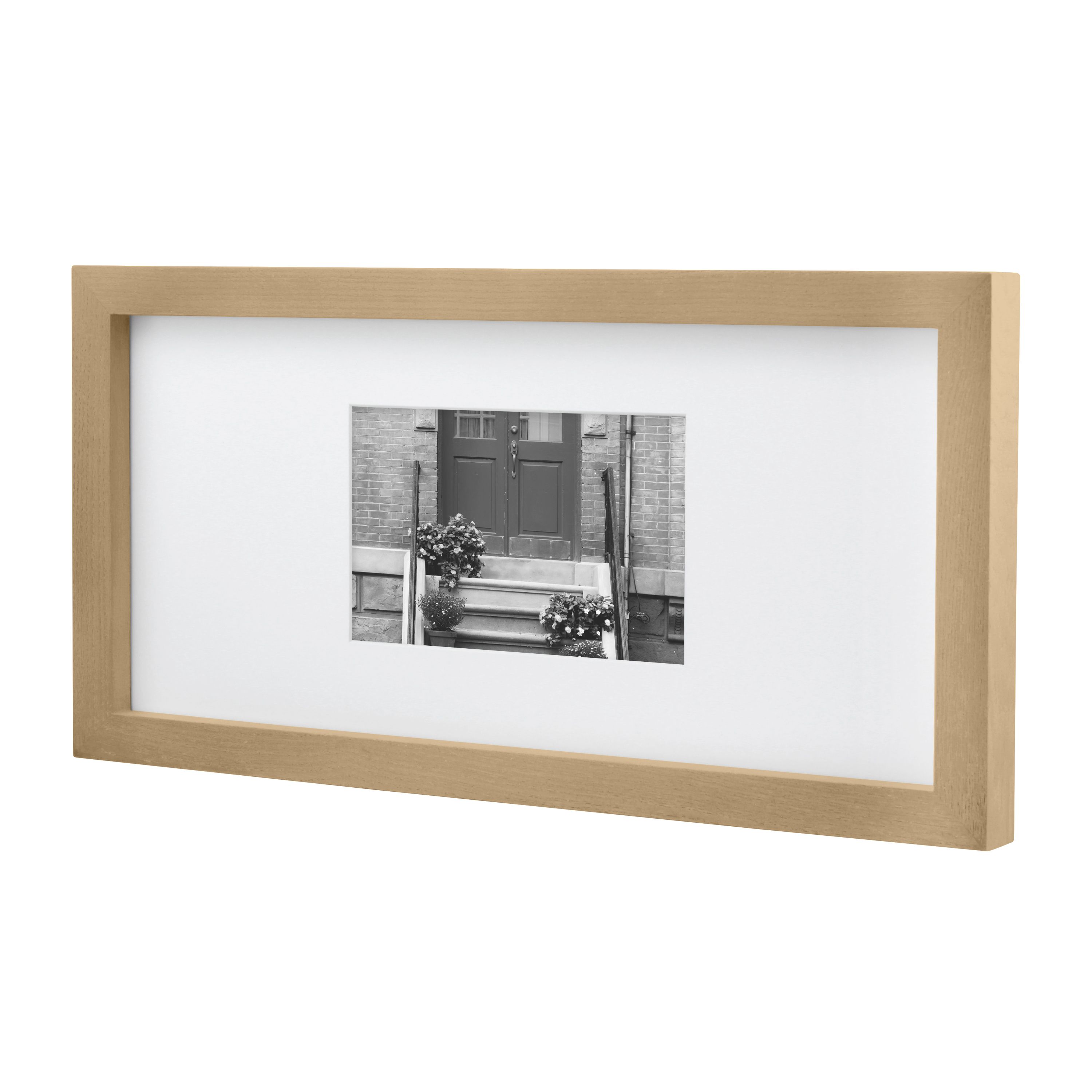 Better Homes & Gardens 7x14 Matted to 4x6 Gallery Wall Picture Frame, Natural Wood